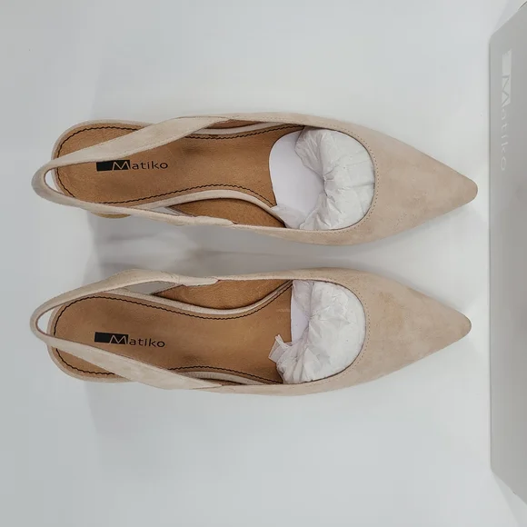 Matiko Cream Leather Slingback Heels - Picture 5 of 10
